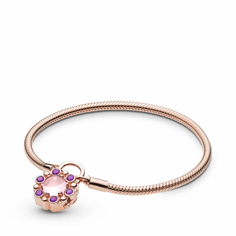 Pandora Rose™ Heraldic Radiance Padlock Bracelet Ireland - Pandora Rose/Pink/Crystal - 612753GYT